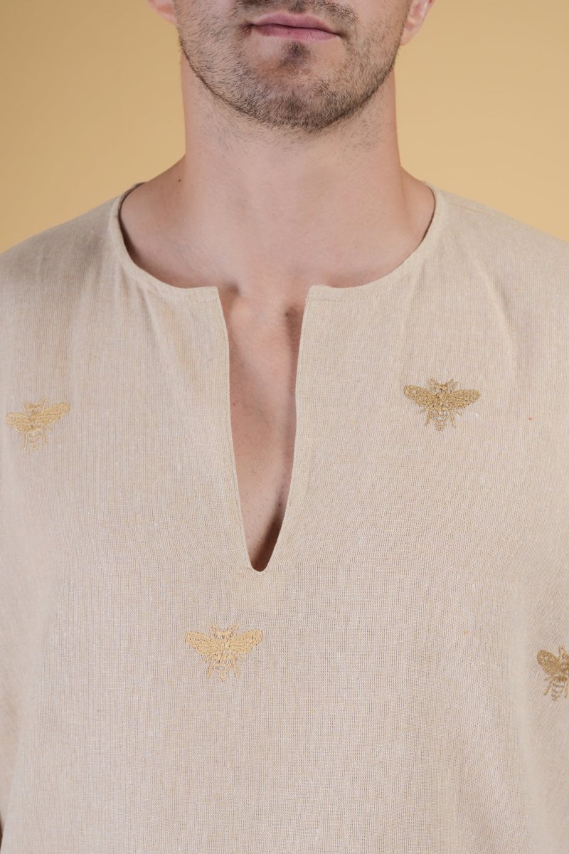 Honey Bee Off Shoulder Loose Cotton Kurta
