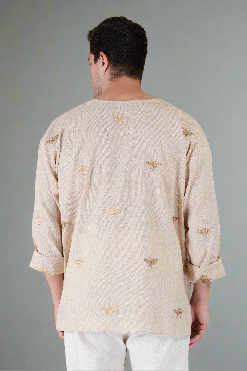Honey Bee Embroidered Cotton Kurta - Nirmal Online