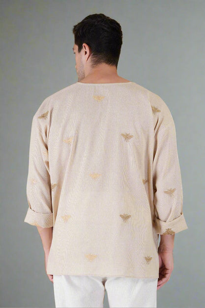Honey Bee Embroidered Cotton Kurta - Nirmal Online