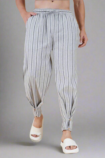 Grey Vertical Line Yarn Dyed Pajama - Nirmal Online