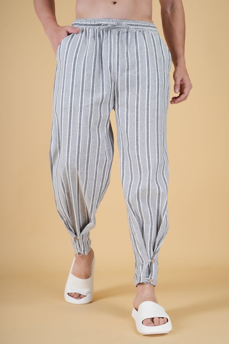 Men Grey Stripe Jogger Pajama