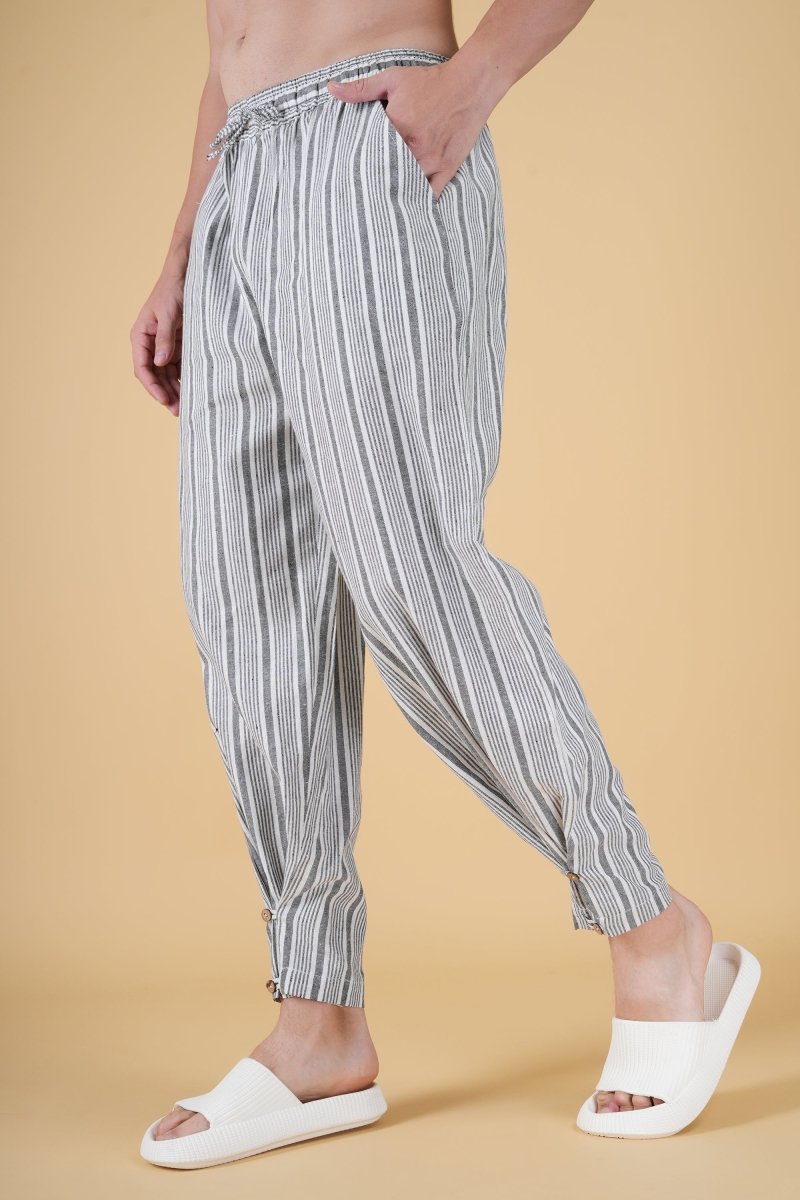 Men Grey Stripe Jogger Pajama