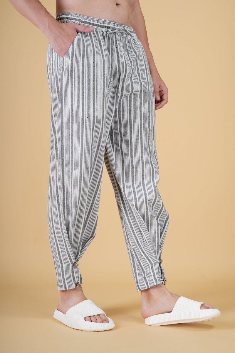 Men Grey Stripe Jogger Pajama