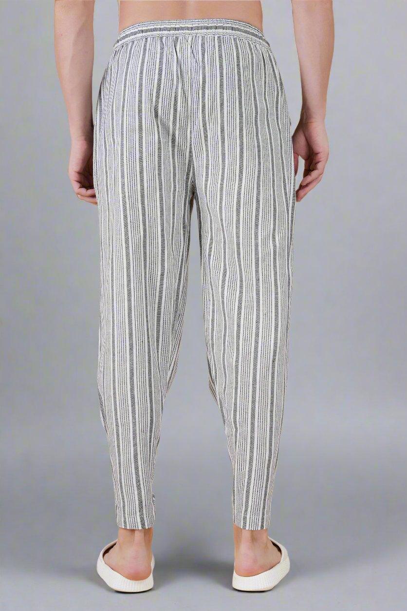 Grey Vertical Line Yarn Dyed Pajama - Nirmal Online