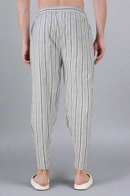 Grey Vertical Line Yarn Dyed Pajama - Nirmal Online