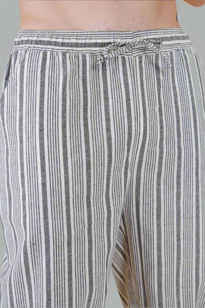 Grey Vertical Line Yarn Dyed Pajama - Nirmal Online