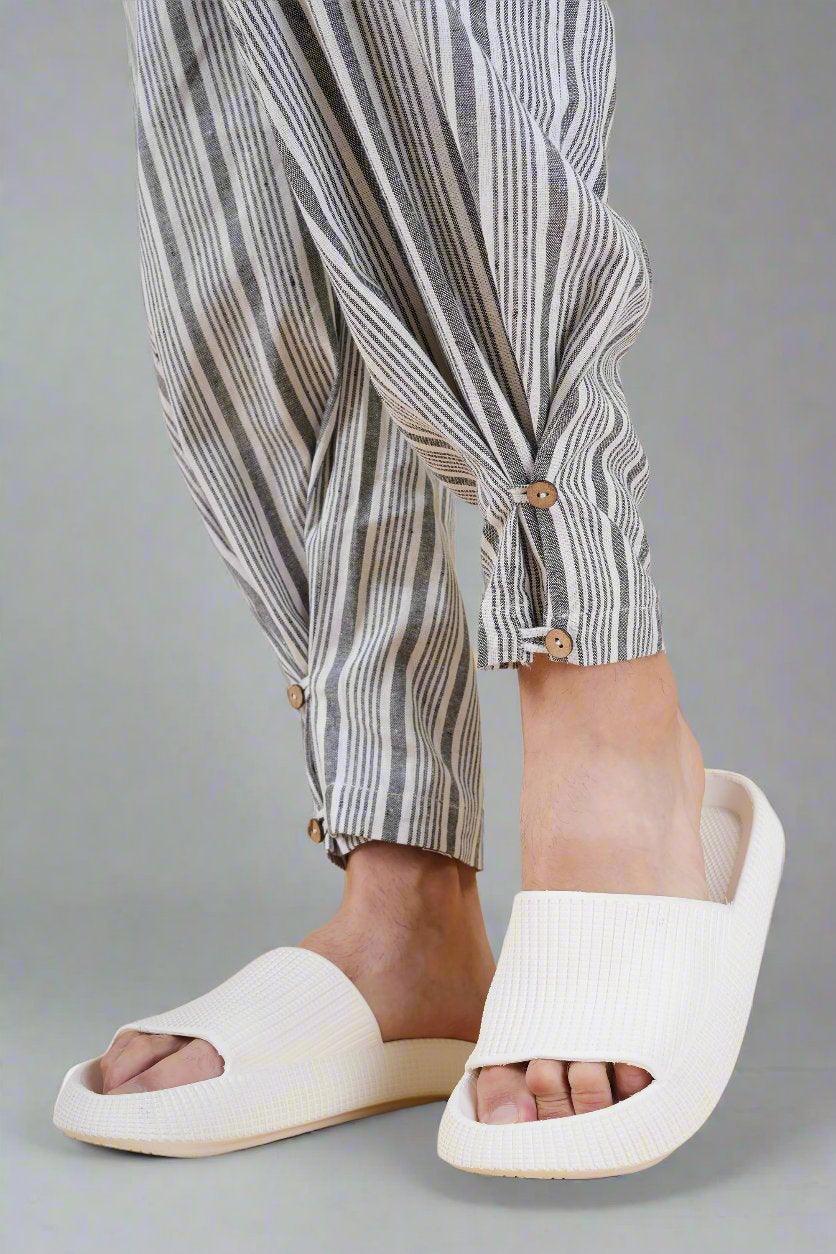 Grey Vertical Line Yarn Dyed Pajama - Nirmal Online