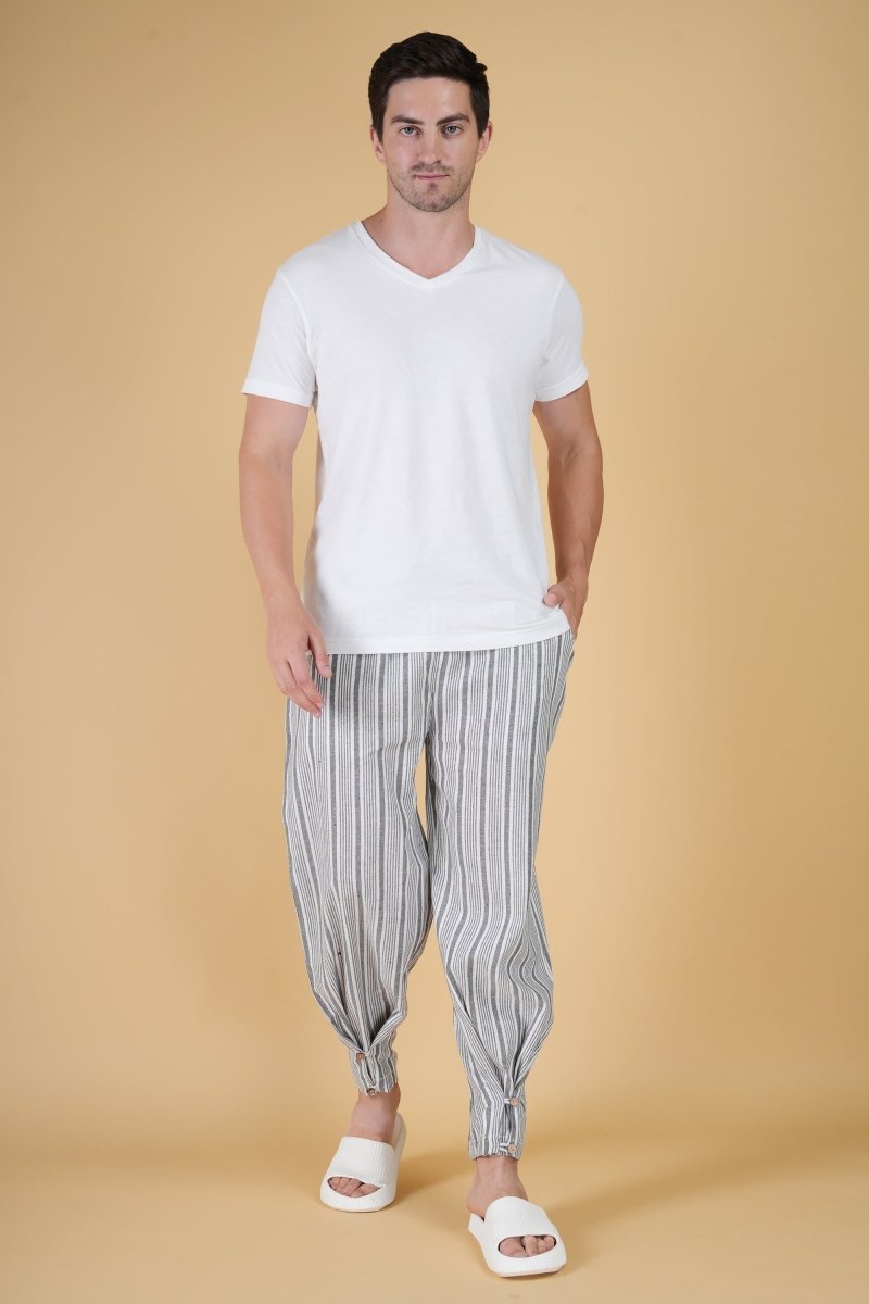 Men Grey Stripe Jogger Pajama
