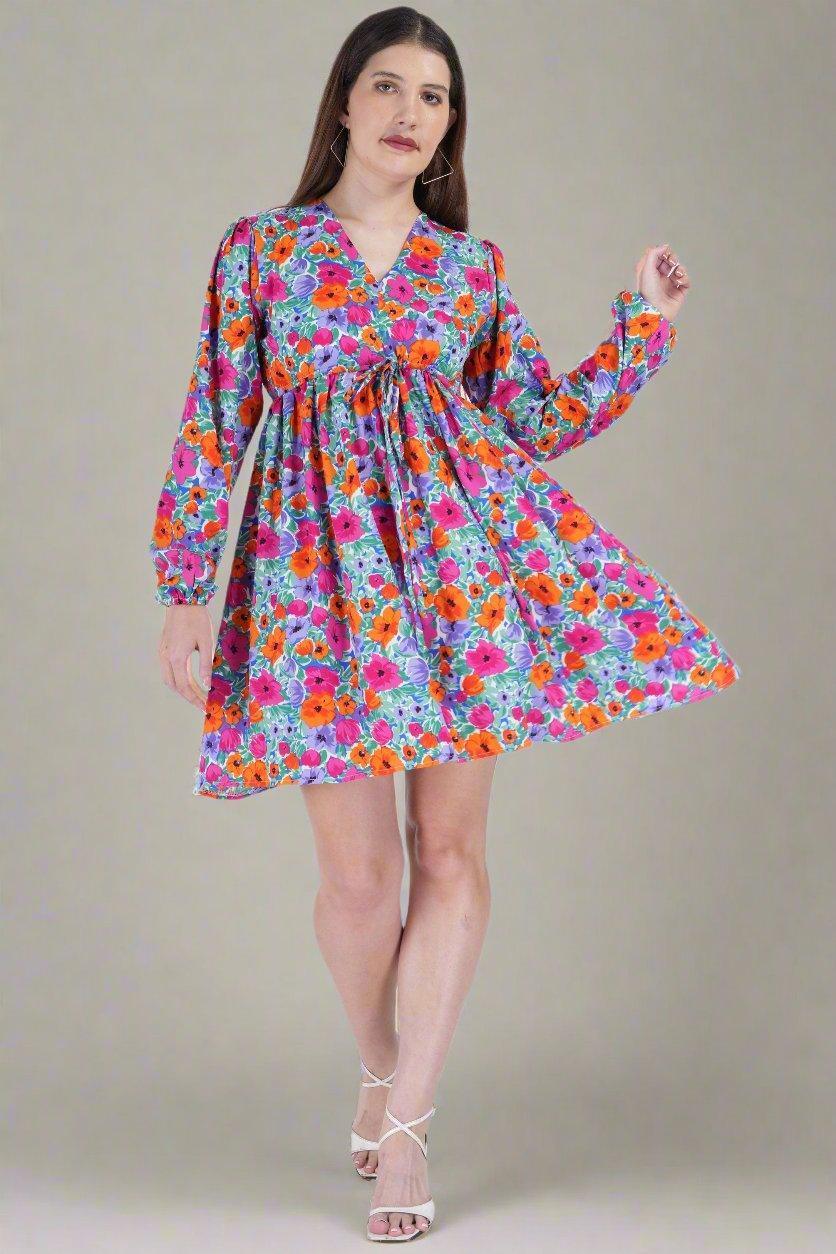 Tropical Bloom Flare Dress - Nirmal Online