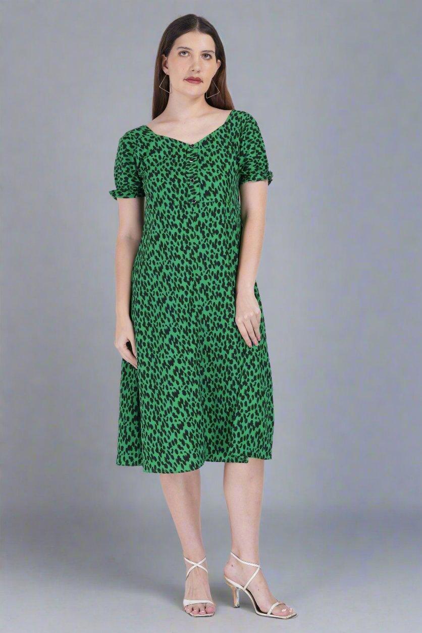 Emerald Panther Midi Dress - Nirmal Online