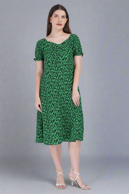 Emerald Panther Midi Dress - Nirmal Online