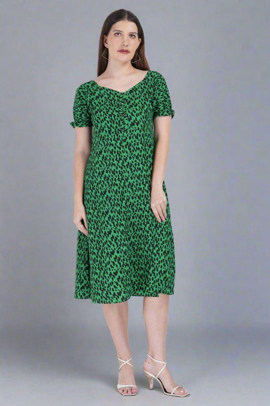 Emerald Panther Midi Dress - Nirmal Online