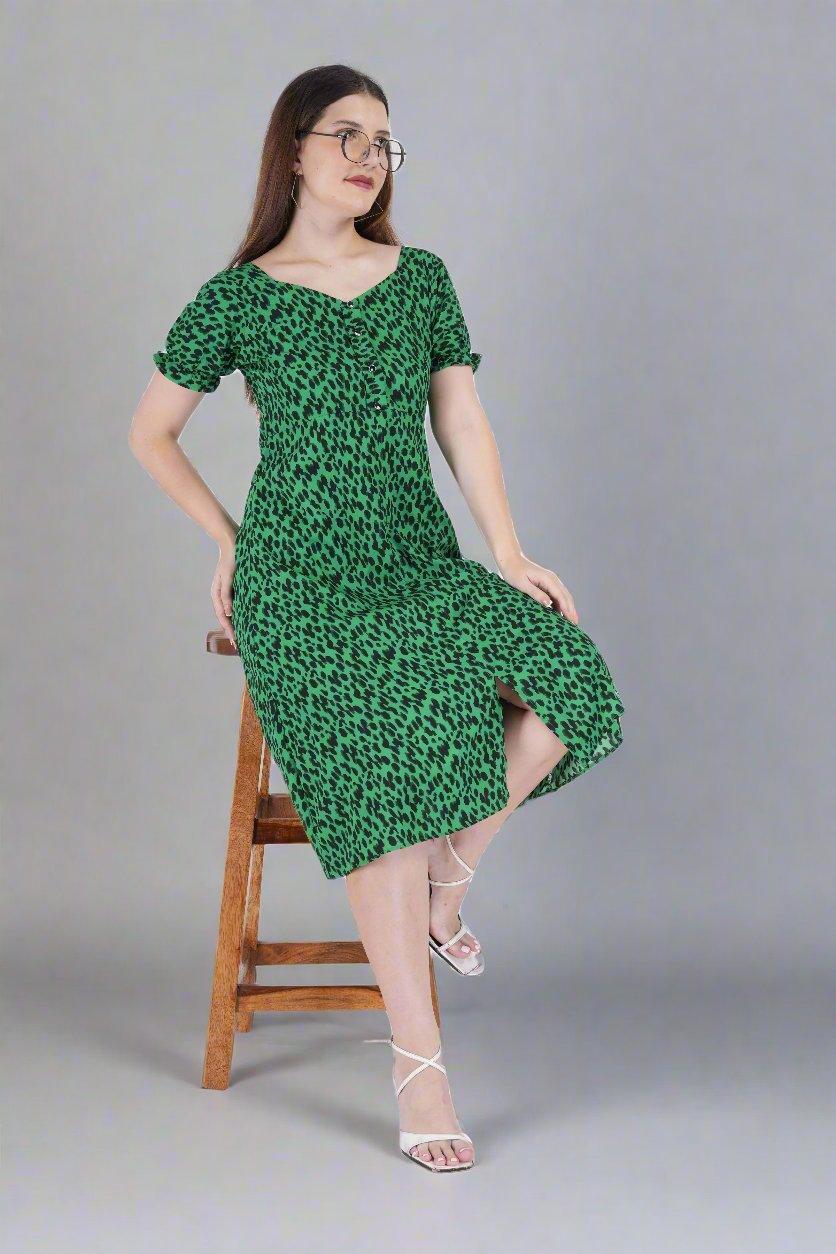 Emerald Panther Midi Dress - Nirmal Online