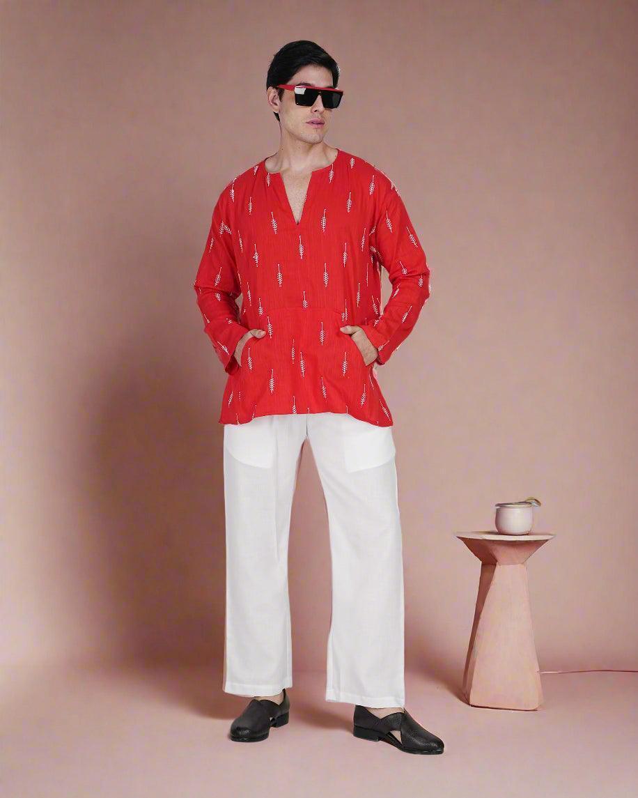 Crimson Charm Kurta - Nirmal Online