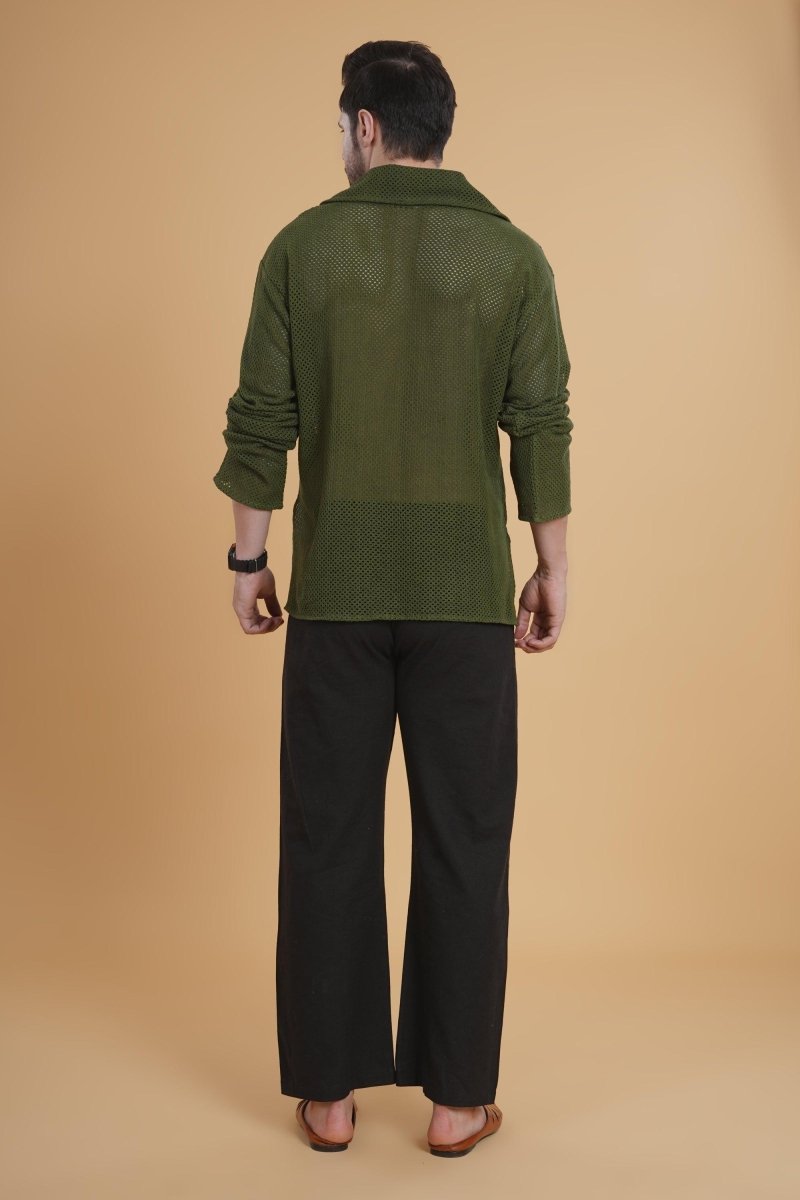 The Tribal Calm Crochet  Kurta Shirt