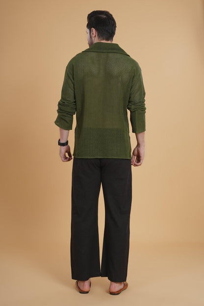 The Tribal Calm Crochet  Kurta Shirt