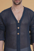 Denim Crochet Mesh Kurta