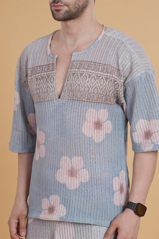 Island Bloom Crochet Kurta