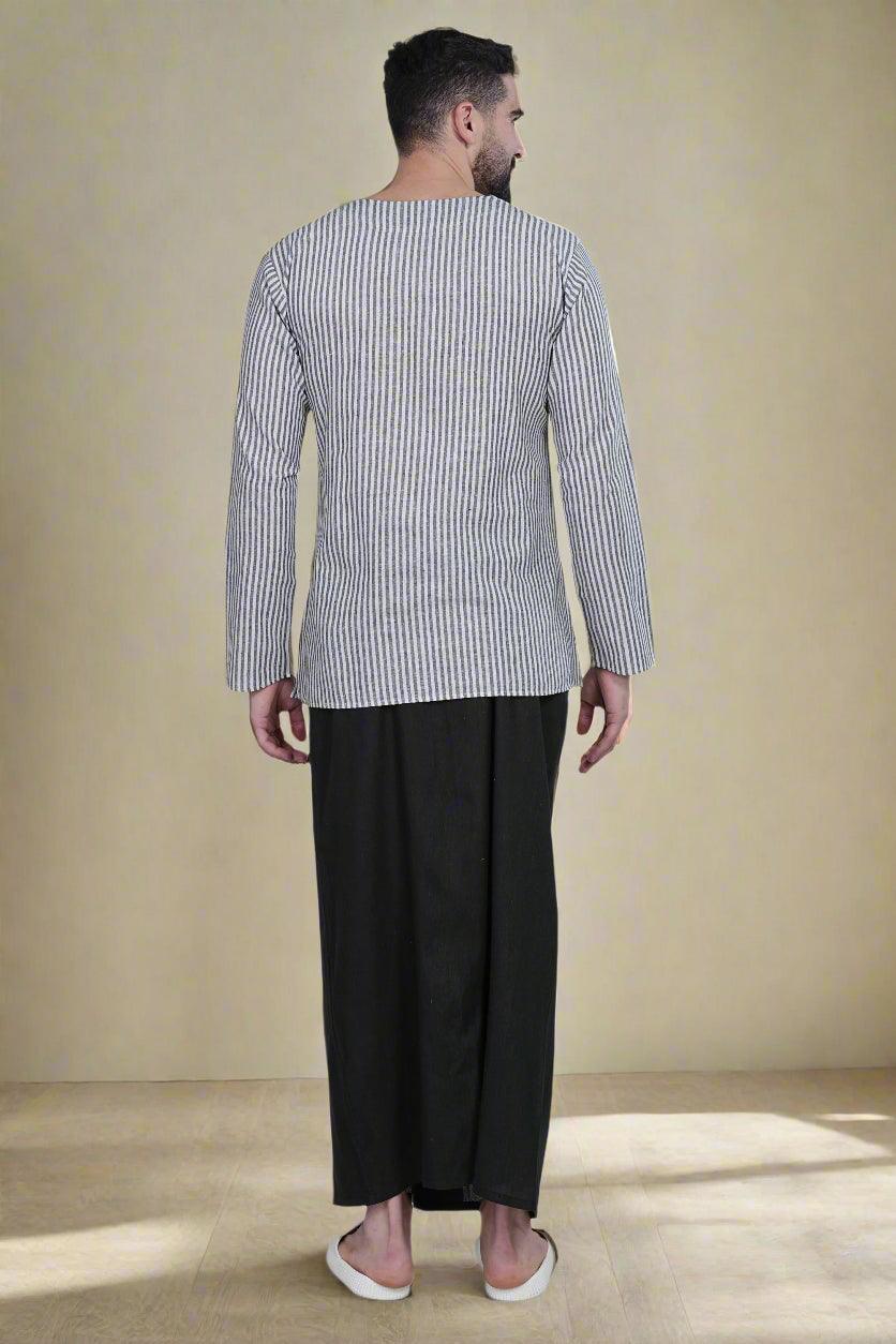 Stripe Black PajamaLungi - Nirmal Online