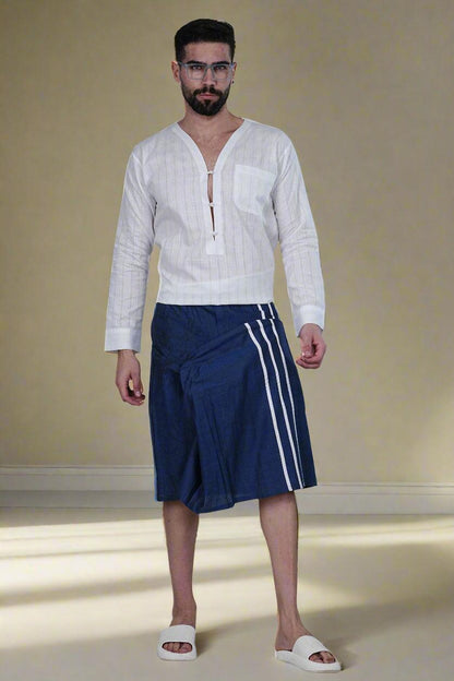 Blue Floral Digital Print PajamaLungi - Nirmal Online