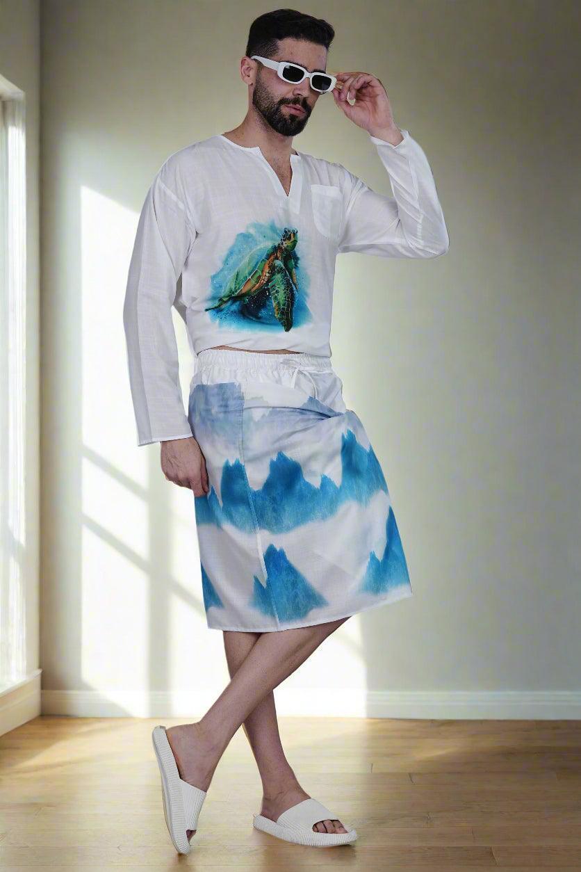 Ocean Breeze Ensemble PajamaLungi - Nirmal Online
