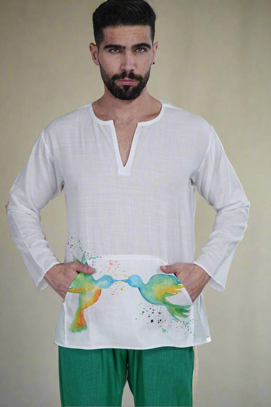 Vibrant Bird Harmony Kurta - Nirmal Online