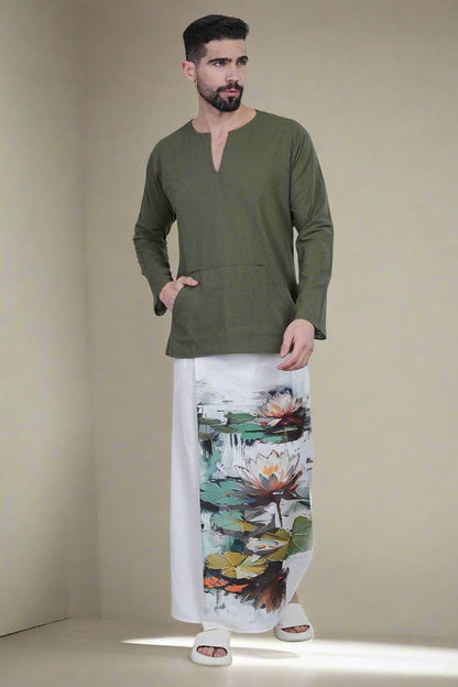 Serene Lotus Ensemble PajamaLungi - Nirmal Online