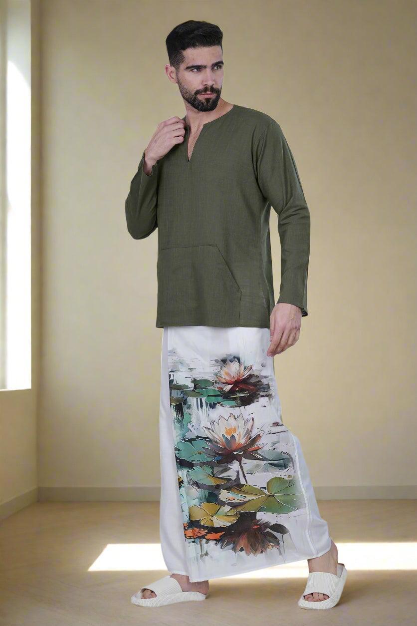 Serene Lotus Ensemble PajamaLungi - Nirmal Online