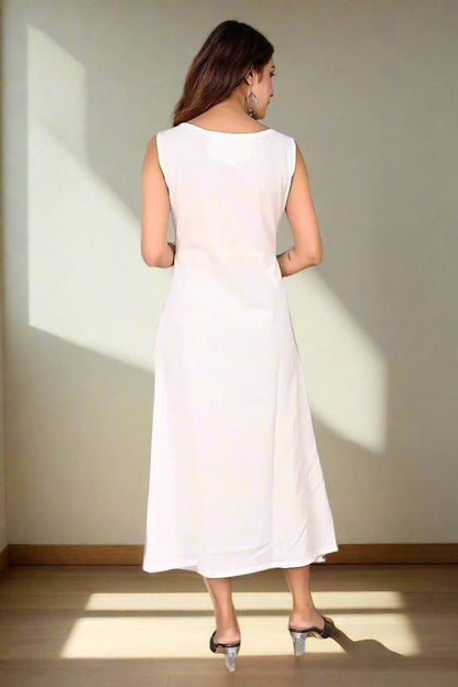 White Whispering Petals Dress - Nirmal Online
