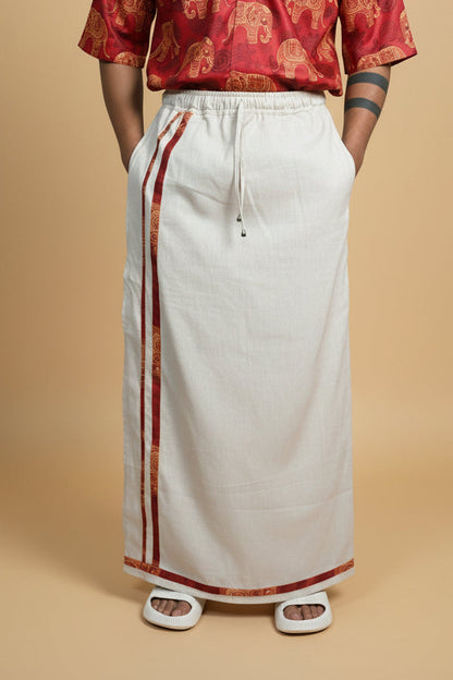 Beige Color Stripe Pajamalungi for Men's