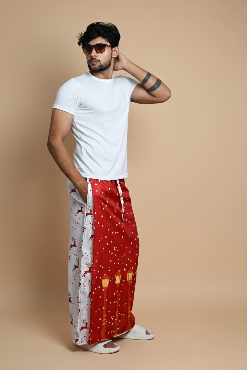 Red Snow/Lamppost Pajamalungi for Men