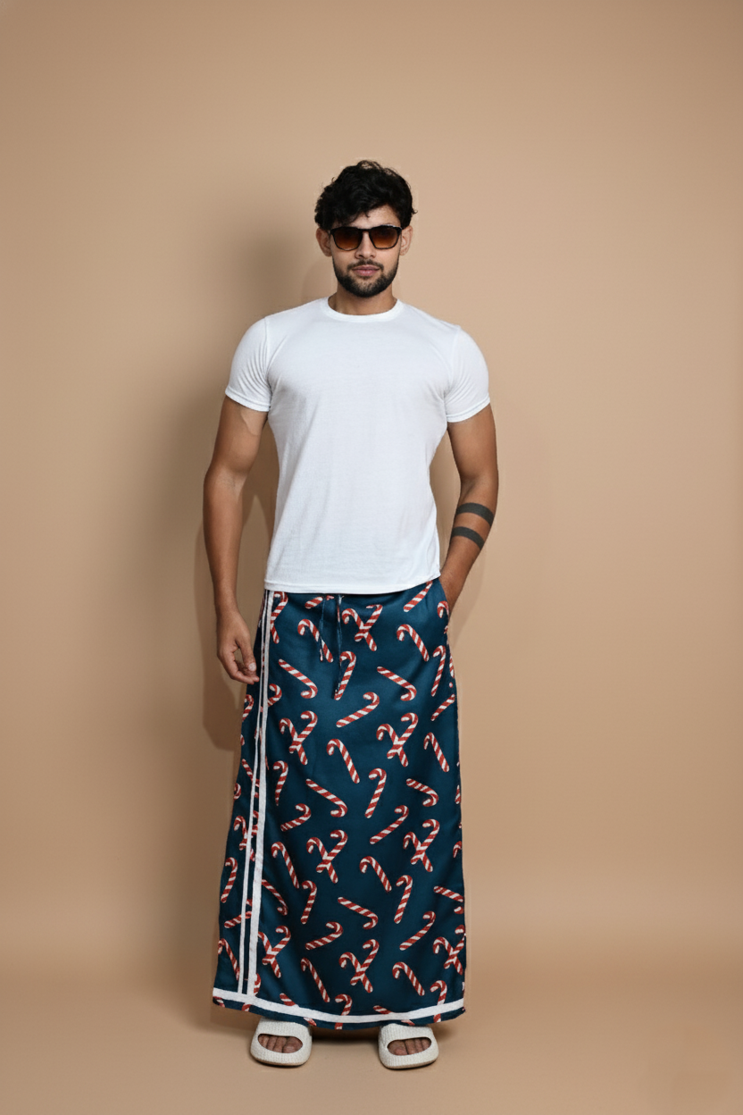 Dark Teal Candy Cane pajamalungi for Men