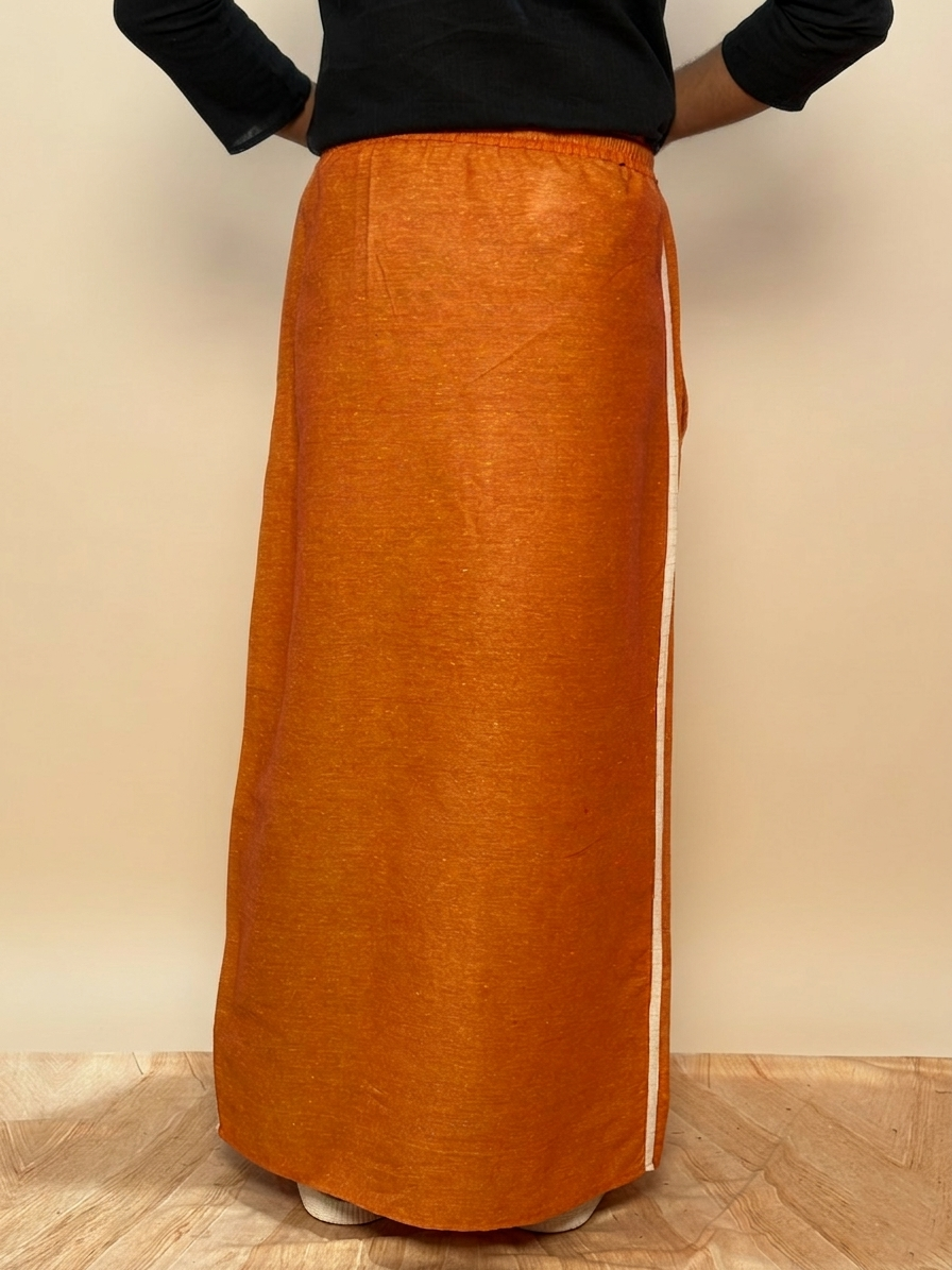 Men Burnt Orange Color With White Contrast StripePajamalungi
