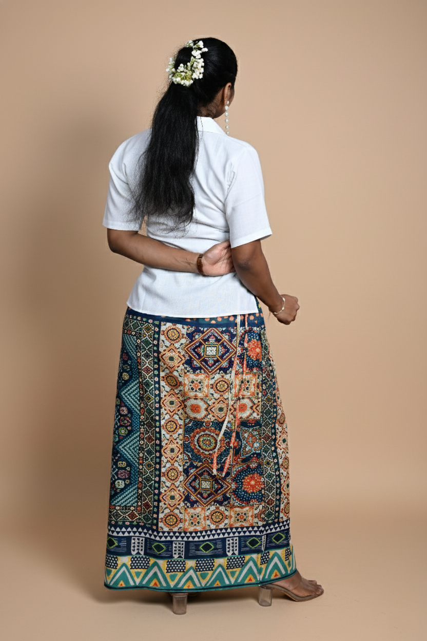 Women Multicolor Peacock Feather Printed White Kurti