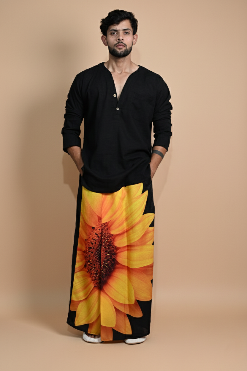 Men Sunflower Black  Pajamalungi