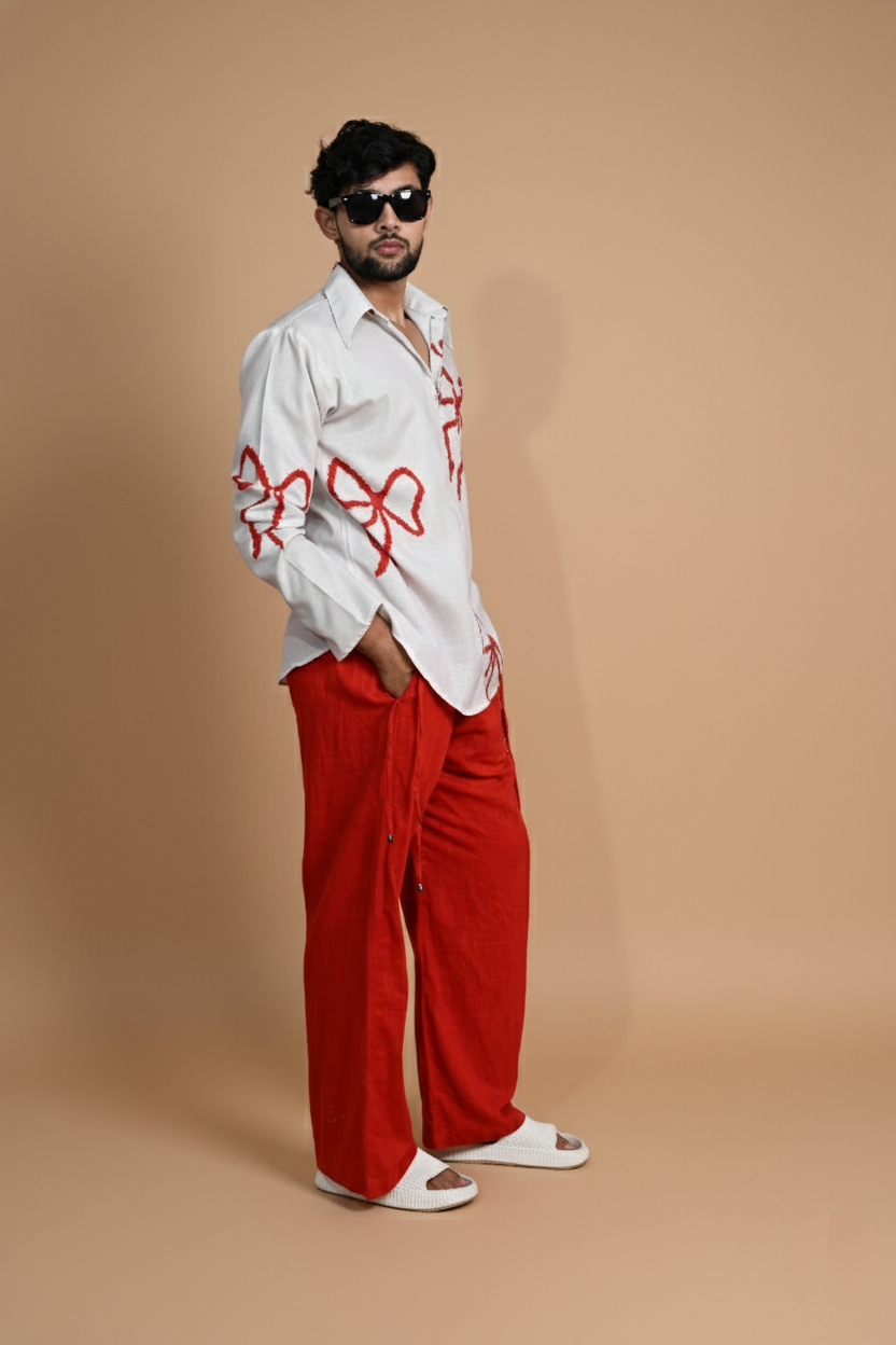 White Hertiage Boho Digital Print Kurta For Men's