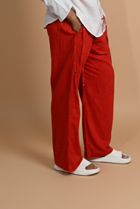 Red Cotton Pajama For Men's