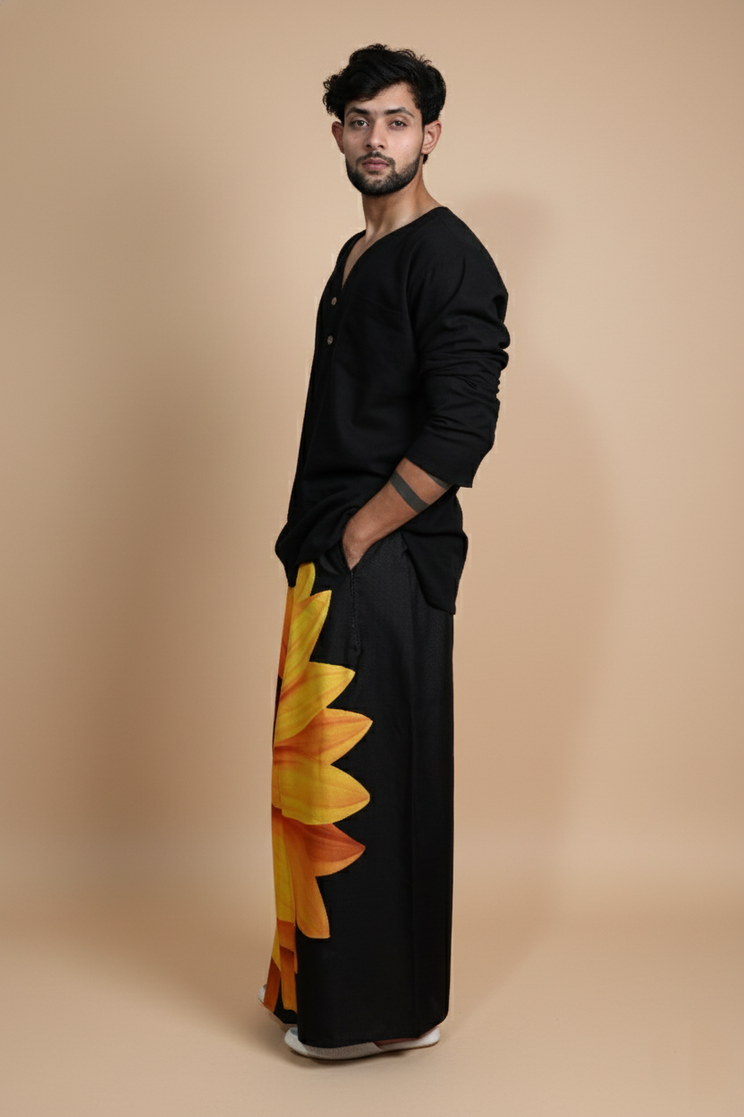 Men Sunflower Black  Pajamalungi