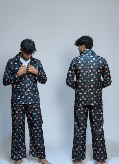 dark green royal butterfly pajama for men