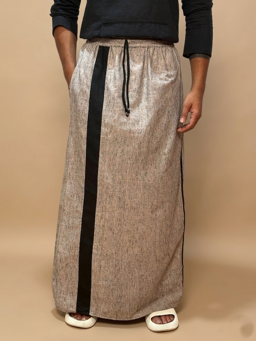Men Dusty Grey Color With Black Contrast Stripe Pajamalungi