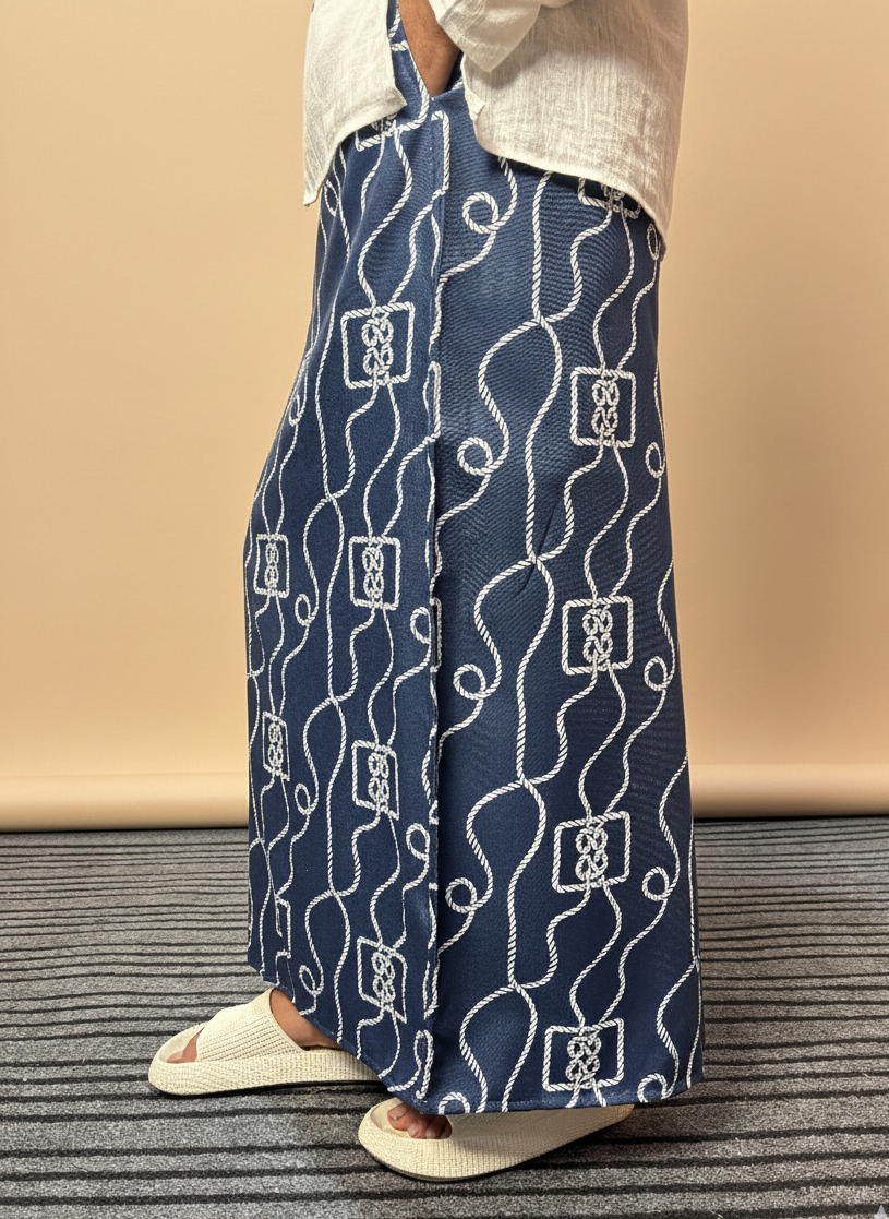Men Blue Block Print Style Pajamalungi