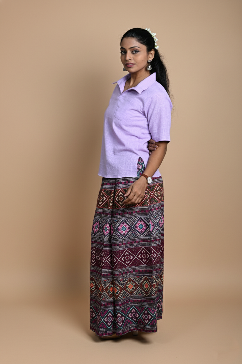 Women Solid Mauve Half sleeve Kurti