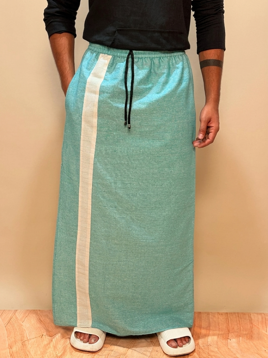 Men Ramagreen  Color With White Constrast Stripe Pajamalungi