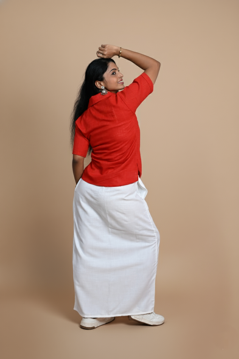 Women Red Big Flower Printed Pajamalungi