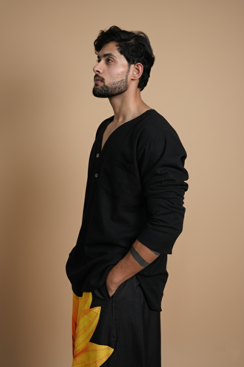 Men Sunflower Black  Pajamalungi