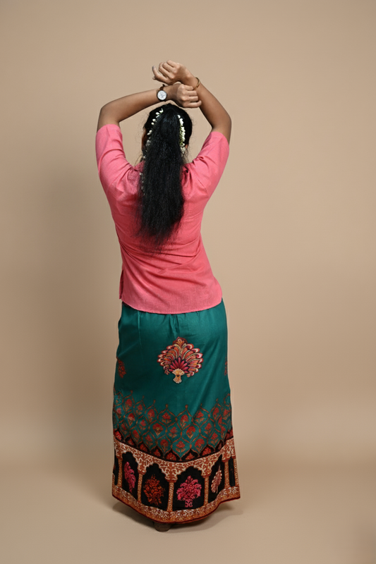 Women Royal Flower Pot and See Color Prinnted Pajamalungi