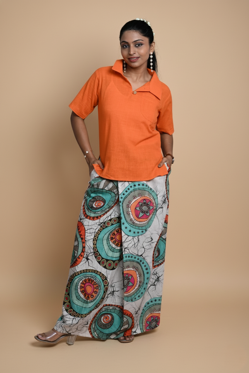Women Big circle Multicolor Printed Pajamalungi