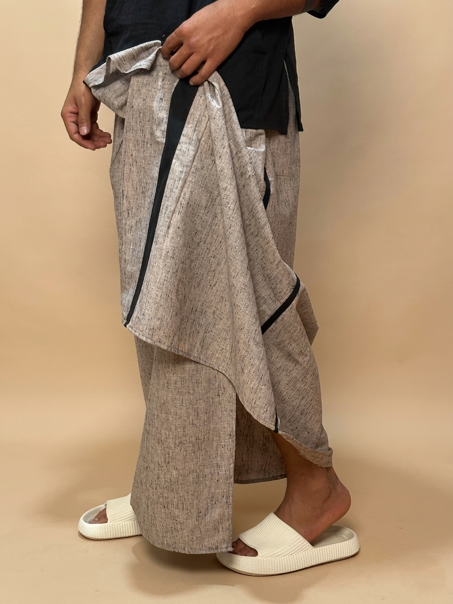 Men Dusty Grey Color With Black Contrast Stripe Pajamalungi
