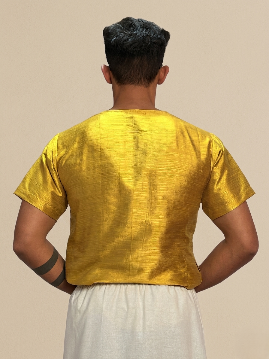 Men Mustard Yellow  Colour Mulberry Silk Kurta.