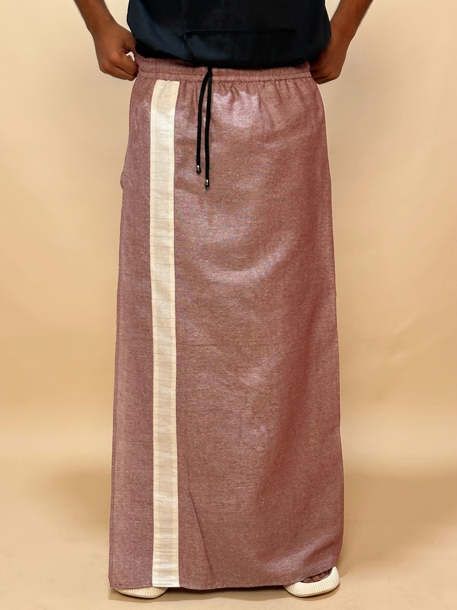 Men Light Marron Color With White Contrast Stripe Pajamalungi